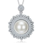 Women Fine Jewelry Classic Moissanite Pearl Pendant Necklace Mother's Day Gift