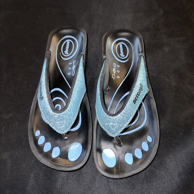 Aerosoft - Flip Flops for Women - Arch Supportive Glitter Blue Size 5.5