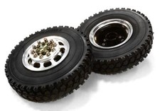 Machined Alloy T5 Front Wheel Xd Tire Set For Tamiya 114 Scale Tractor Trucks Machined Alloy T5 Front Wheel Xd Tire Set For Tamiya 114 Scale Tractor Trucks