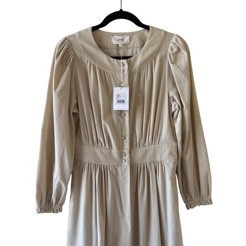 XIRENA Greta Dress Size M Bisque Corduroy Ruffle Midi Prairie Modest A-Line - Picture 13 of 14