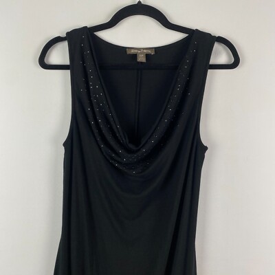 Tommy Bahama Black Dress Womens S Drape Neck Beaded Sleeveless Jersey  Stretch | eBay