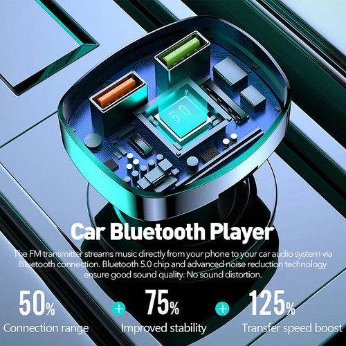 Car Wireless FM Transmitter Adapter Bluetooth 5.0 2USB PD Charger AUX Hands-Free - Picture 12 of 12