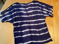 MICHAEL STARS BLUE WHITE TIE DYE SS SHIRT WOMENS OSFM 