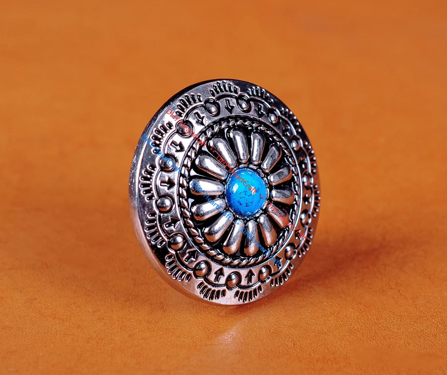 10X 30MM Western Turquoise Carved Coat Sewing Closures Connectors Shank Buttons - Image 2 of 4