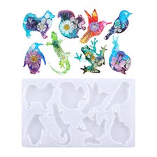 8 in 1 Animal Frog Lizard Bird Silicone Mold Epoxy Resin Casting Mould Craft Art