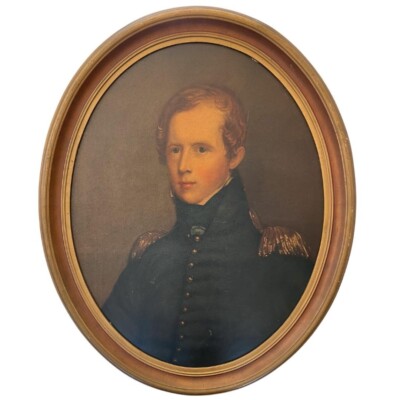 Early 20th C. Major John Biddle Portrait Reproduction Print on Board 33''H x 27.5