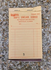 Vintage SINCLAIR Gasoline RECEIPT BOOK Shefield Illinois 