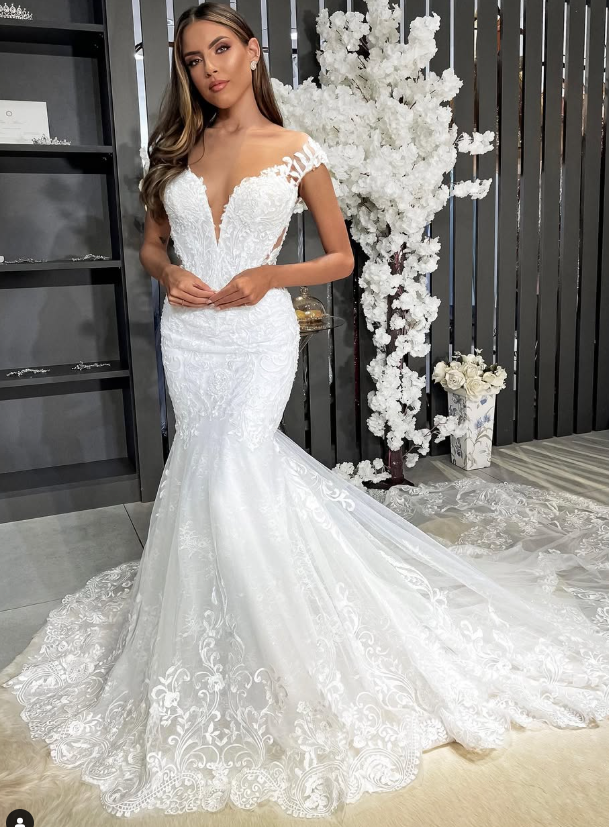 fitted lace wedding dress Short Sleeve Mermaid Wedding Dresses Vestido de noivas ZW308 - main image 0