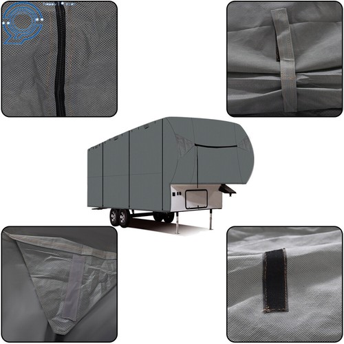 4-Ply Waterproof 5TH Wheel RV Motorhome Camper Storage Cover Gray 29'-33' FT - 第 3/19 張圖片