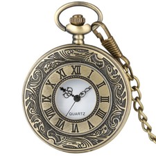 Skeleton Roman Engraved Pocket Watch Quartz Movement Perfect Classic Watch Gifts