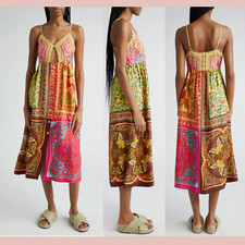 NEW $220 Farm Rio [ Small ] Mixed Scarves Cutout Sundress #U1206