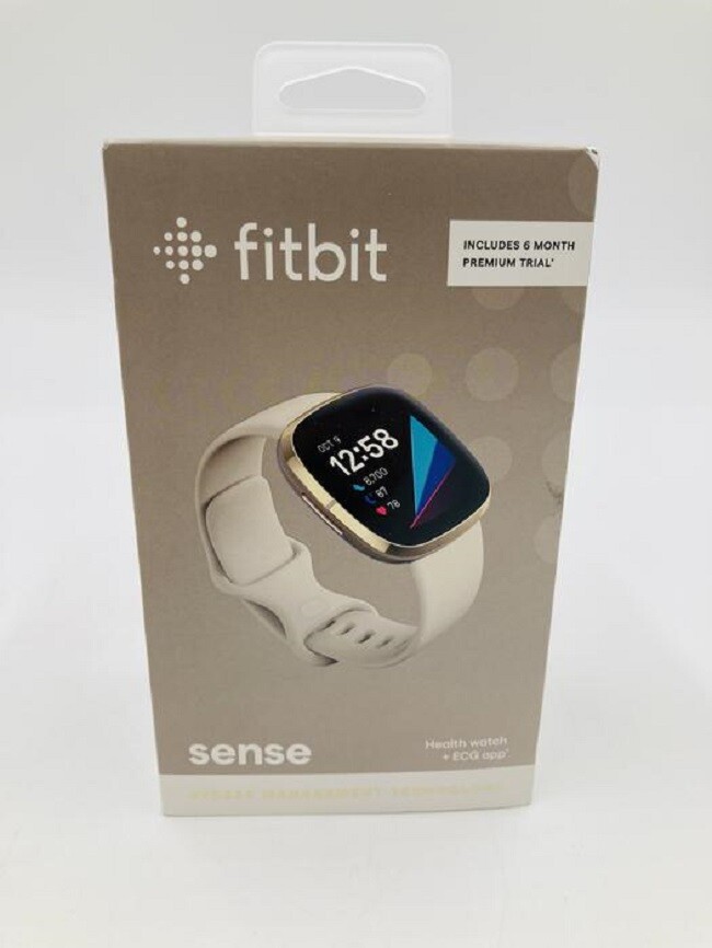 Fitbit FB512GLWT Sense Smartwatch in Soft Gold with Advanced Health & Fitness Tracking-image
