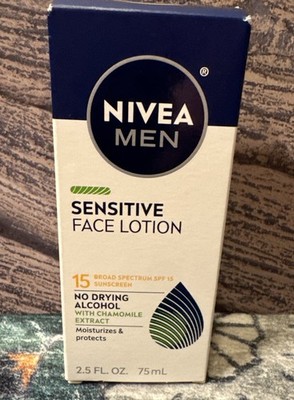 NIVEA MEN Sensitive Face Lotion w/ Chamomile Extract SPF 15, 2.5 fl oz (75 ml)