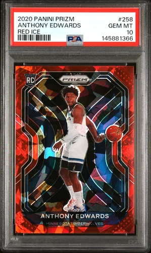 ANTHONY EDWARDS 2020 PRIZM RED ICE RC #258 PSA 10 GEM MINT! T-WOLVES! #145881366