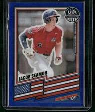 2026 Panini Stars & Stripes Prizm USA Baseball #199 Jacob Seamon Blue #/299