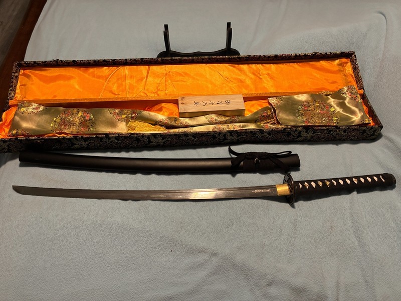 JAPANESE DEFENDER SAMURAI SWORD WITH CASE AND CARE BOX FOR SWORD RARE ANTIQUE