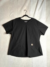 Carhartt Force Essentials Scrub Top Womens 2XL Black Modern Fit Pockets V Neck