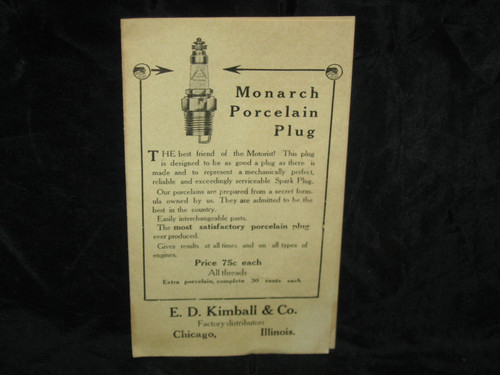 Antique 1914  Benfords Monarch Priming Spark Plug Adv Sales Brochure