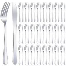 24 PCS Stainless Steel Silverware, Fork, Knife Set, 8.1x1, 8x0.8 Inch, Bulk