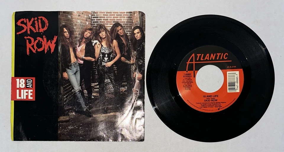 1989 Skid Row "18 And Life" "Midnight Tornado" 45 RPM Atlantic - Image 3 of 3