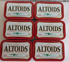 Lot of 6 Empty Peppermint Altoids Tins Cleaned FREE SHIPPING