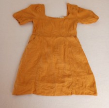 Madewell Dress Womens  Sz 6 Orange 100% Linen Babydoll Pockets Boho Summer