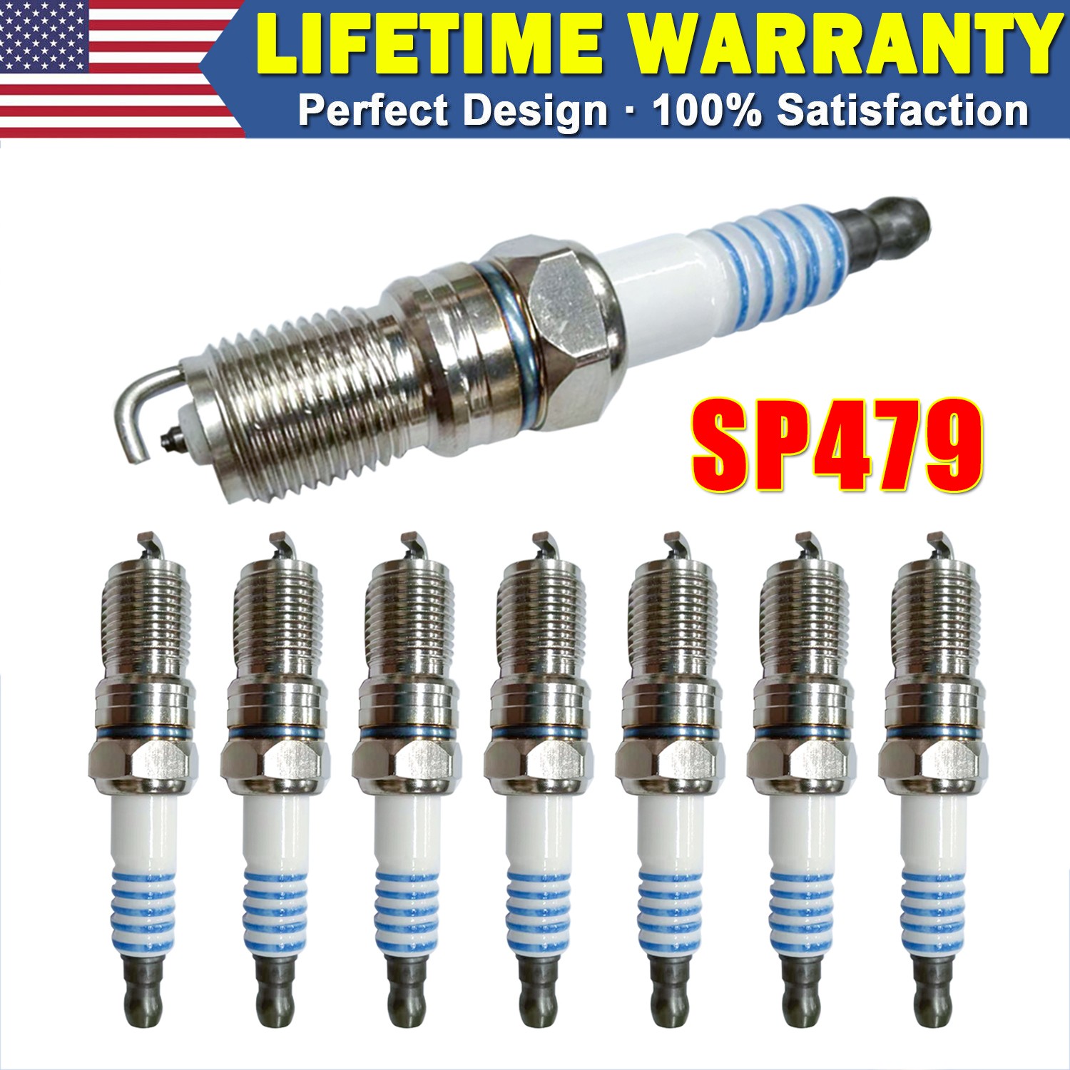 8 Pack Iridium Spark Plug SP479 For Ford E-150 E-250 F-150 5.4L 6.8L AGSF22WM