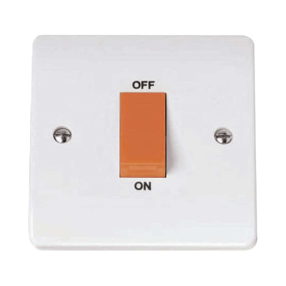 Click 50A Switch DP Red Rocker White Scolmore CMA200