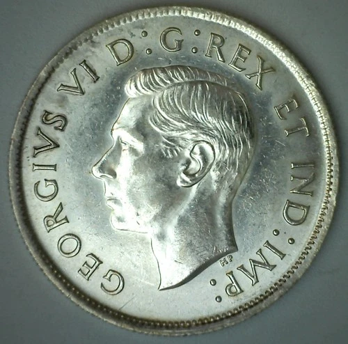 1941 Canada Silver 50 Cents Coin 50c Canadian Half Dollar Uncirculated Condition