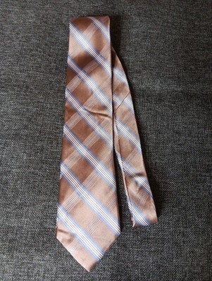 Jones New York Tie 70s 80s 90s Y2K Mens Silk Brown Blue Beige 3.5 Wide 62 Long