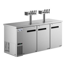 Stainless Steel Kegerator / Beer Dispenser with 2 Quadruple Tap Towers - 3 1/2