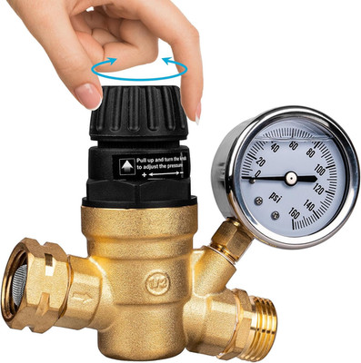 RV Water Pressure Regulator Valve for Camper, Regulate Valves with Strainer, Mad