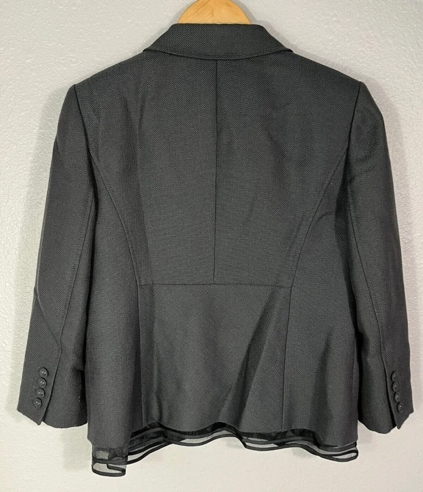 Ann Taylor sz 12 Blazer Jacket Black Career Suit Anti Wrinkle Mesh Hem 311 - Image 2 of 4