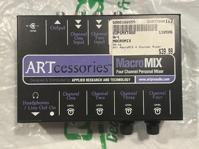 ART MacroMix 4 Channel Audio Line Mixer w/RCA and 1/4'' - Portable Console - LIVE