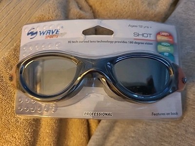 Wave Sports Goggles Shot  Age 12+ Clear Frame Curved Lens 180 Degree Vision New