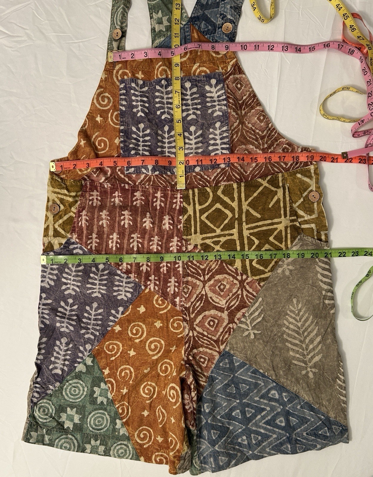 Sacred Thread Patchwork Overalls Shorts Size L Ar… - image 6
