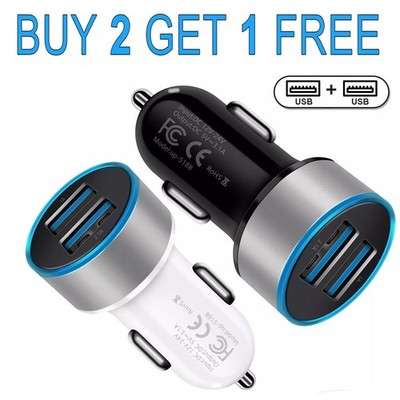 US Dual USB Car Charger Adapter Plug Lot For iPhone 14 13 12 11 Samsung Android