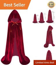 Full-Length Hooded Velvet Cape in Wine Red for Halloween Christmas Costumes
