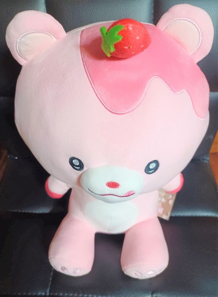 Fukuya Beverage Bear Strawberry Milk Pink Toy Plush 12