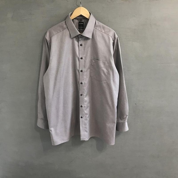 Men Olymp Shirt Grey Cotton 3XL