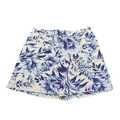 Ellen Tracy Womens Printed Linen Viscose Skort Large Size Blue Skirt w Shorts