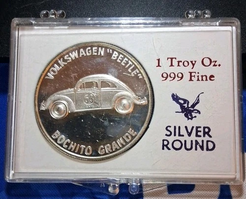 VOLKSWAGEN BEETLE Disney Herbie Love Bug Bochito Grande .999 Silver 1oz By AMC