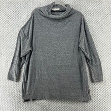 We The Free Sweater Women XS Heather Gray Drape Mock Neck Long Sleeves Oversized