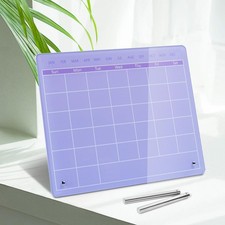 Calendar Dry Erase Board,12"X10",Acrylic Desk Calendar with Stand,Purple Dry ...