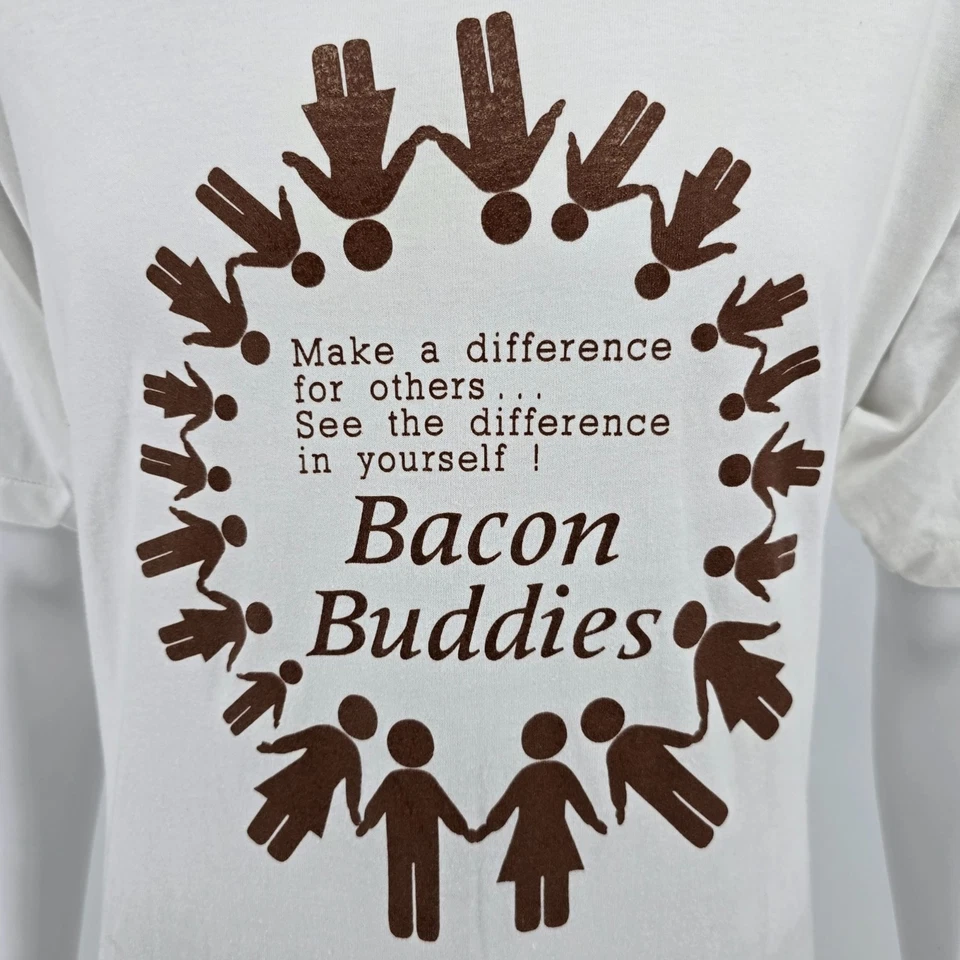 Vintage 1990s Robert Bacon High School Saint Bernard OH Bacon Buddies T-Shirt-XL - Image 2 of 4