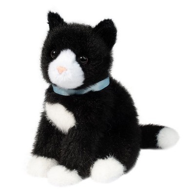 Douglas Toys Mini Black & White Tuxedo Cat Plush Stuffed Animal Toy, 6''