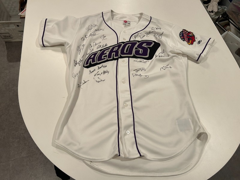 original circa 2000's AKRON AEROS team signed TEAM ISSUED BASEBALL JERSEY BLANK