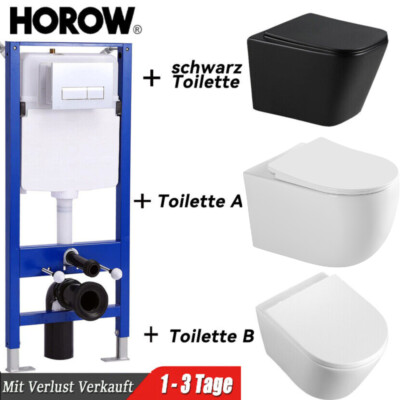 Spülrandlos Hänge Wand-WC Toilette Komplett Set Vorwandelement Spülkasten HOROW