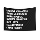 Embrace Challenges Wall Tapestry - Gym Decor - Large Motivational Fitness