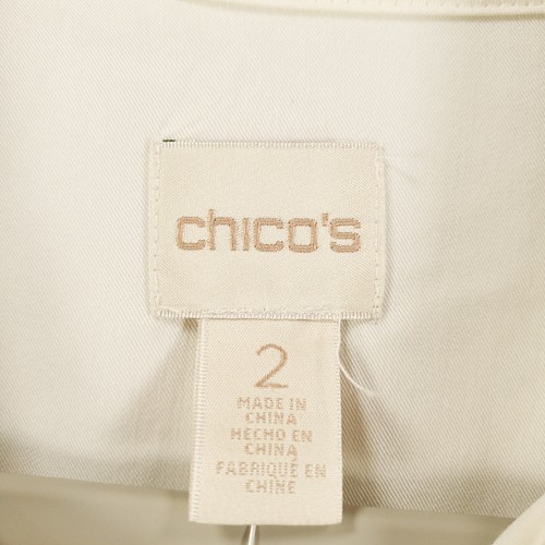 New Chicos Button Up Womens L White Hidden Button Sheer Button Side Tie Front 2 - Picture 6 of 12